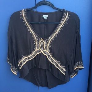 Urban Outfitters embroidered flowy crop top